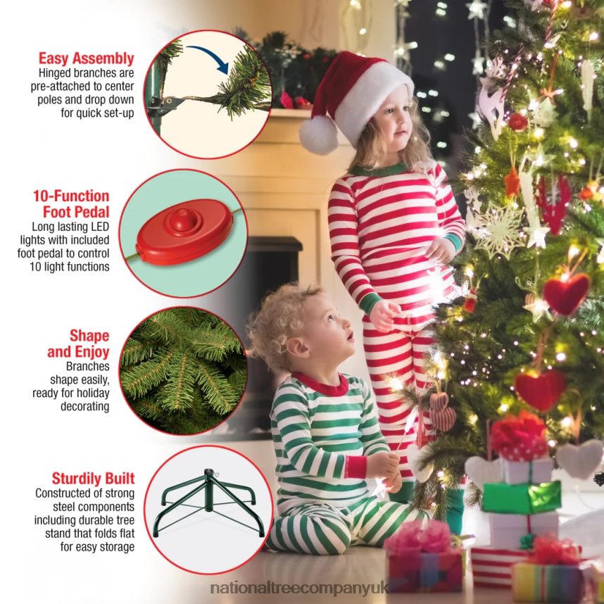 Trees | National Tree Company Pre-lit \Feel Real\ Artificial Giant Slim Downswept Christmas Tree Green Douglas Fir Dual Color LED Lights Includes PowerConnect and Stand 12 feet F2L4F7